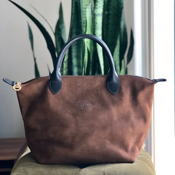 Longchamp Handbags - Vintage Suede Leather Longchamp tote handbag